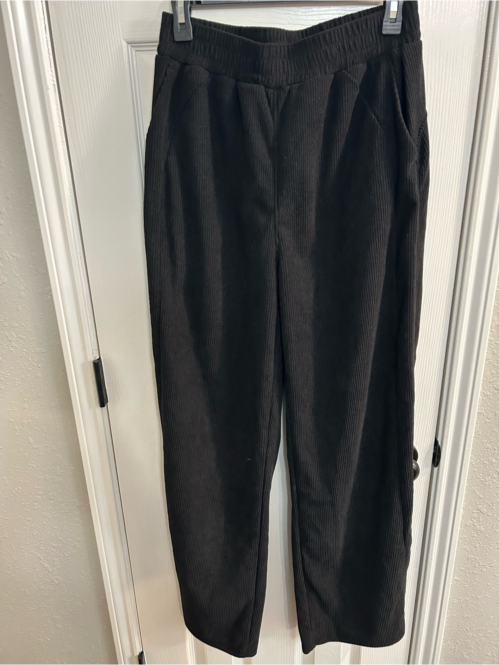 HALARA black size medium tall ribbed pull on wide leg pants nwot